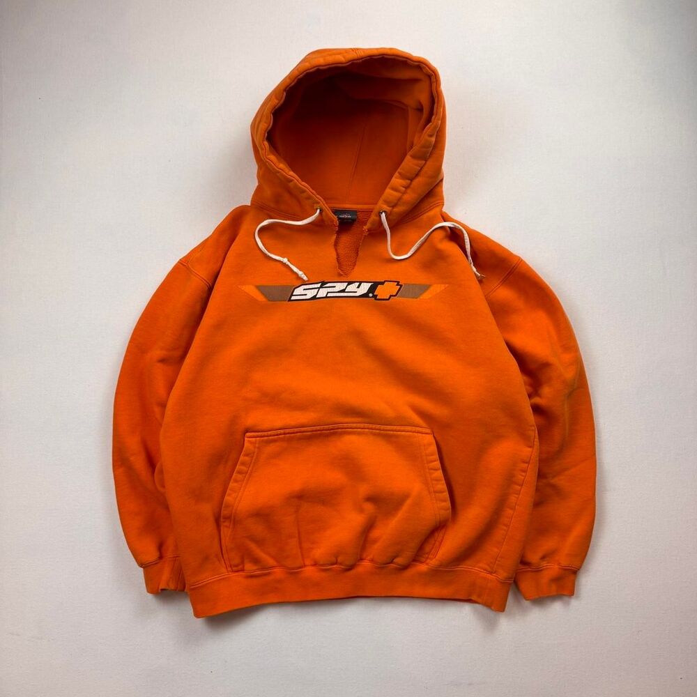 Y2K Spy Optic Orange Pullover Hoodie Size S Skate Surf Made In USA